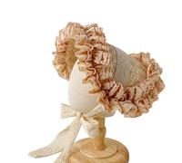 SELVFZ Chapeau français en dentelle à motif floral pour fille - Protection solaire - Haut plat pour enfant fille de 2 à 10 ans - Tissage fait à la main, jaune, Taille unique