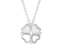 SELVFZ Collier à quatre feuilles avec cœur incrusté de zircon pour femme - Ouverture et fermeture - Tendance - Collier pliable