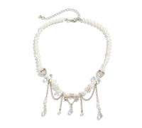 SELVFZ Collier avec pendentif en forme de cœur fait à la main en perles d'imitation - Cadeau de fête pour les femmes avant-gardistes - Collier stimulant la confiance des femmes