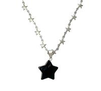 SELVFZ Collier avec pendentif étoile - Chaîne de clavicule - Pierre à pois - Collier ras du cou - Chaîne de pull - Bijoux fins - Collier avec pendentif étoile cool pour femme