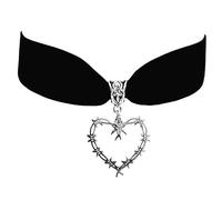 SELVFZ Collier ras du cou gothique en fil de fer barbelé avec épines et cœur en velours doux, collier esthétique, bijoux tendance, cadeaux pour femmes