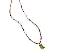 SELVFZ Collier ras du cou tendance en acrylique avec pendentif ours coloré et perles pour une déclaration de mode unique