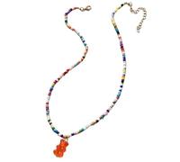 SELVFZ Collier ras du cou tendance en acrylique avec pendentif ours coloré et perles pour une déclaration de mode unique