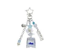 SELVFZ Cordon de téléphone fait main bleu pratique en résine et alliage suspendu joli pendentif poisson inspiré des océans perlé pour les jeunes