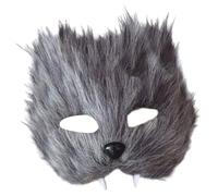 SELVFZ Demi-visage de renards d'Halloween avec peluche douce pour les fêtes à thème, les concours costumés et la photographie, cadre pratique de renards à fourrure, spectacles d'Halloween