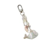 SELVFZ Élégant pendentif en forme de baleine en forme de cœur polyvalent à utiliser comme breloque de sac ou support fabriqué à partir de matériaux en alliage sûr, blanc, Hanging rope