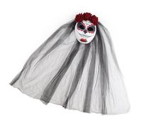 SELVFZ Halloween effrayante mariée avec voile rose Halloween voile rose morte effrayant mariée pour femme fille Cosplay mystérieux accessoire de costume