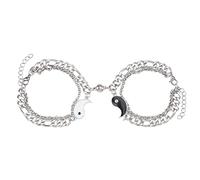 SELVFZ Lot de 2 bracelets assortis en forme de cœur avec aimant pour femme, adolescente, meilleure amie, famille, bracelets assortis réglables pour les meilleurs couples