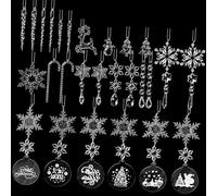 SELVFZ Lot de 27 décorations de Noël incassables et efficaces en forme de flocons de neige, pics à glace pour fêtes de fin d'année, décoration de la maison, ensemble à suspendre