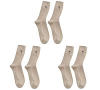SELVFZ Lot de 3 paires de chaussettes en coton avec nœuds délicats brodés pour les étudiants et les femmes - Couleur unie - Chaussettes mi-mollet - Romance - Esthétique, kaki, taille unique
