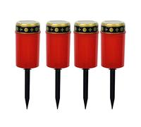 SELVFZ Lot de 4 lampes funéraires LED pour tombe - Rouge vacillant - Pour deuil - Étanche à la pluie et aux intempéries