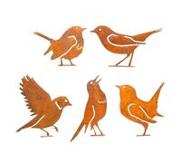 SELVFZ Lot de 5 figurines en forme d'oiseau rouillé pour décoration de jardin, décorations d'extérieur en métal pour arbres, sculpture d'oiseau décorative résistante aux intempéries