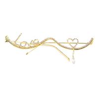 SELVFZ Lunettes avec chaîne de visage en strass pour femmes, adolescentes, filles, accessoires photo, demi-monture, bijoux de visage pour les séances photo, cadre tendance, doré