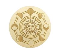 SELVFZ Ornements métaphysiques Pendule de divination en bois pour soleil lune énergie sculptée Pendule de divination en bois Sun Moon Energy Carve