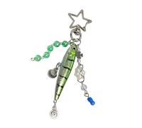 SELVFZ Pendentif en forme de poisson artificiel articulé - Queue naturelle - Effet de mouvement - Porte-clés créatif pour activités de plein air - Breloque pour sac à dos, Vert, taille unique