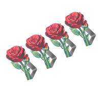 SELVFZ Pinces à nappe en acier inoxydable avec motif floral rose - Clips décoratifs en acier inoxydable