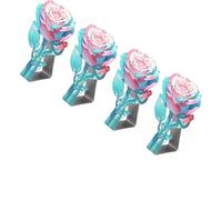 SELVFZ Pinces à nappe en acier inoxydable avec motif floral rose - Clips décoratifs en acier inoxydable