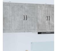 Selvicoly Armoire murale Porto gris béton - 80 x 31 x 80 cm - En bois - Design moderne avec espace de rangement pour cuisine, vitrine, vaisselle, stockage, tiroirs, montage mural, durable et facile