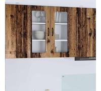 Selvicoly Kalmar Armoire murale de cuisine en bois vieilli 80 x 31 x 80 cm avec espace de rangement, 3 étagères, 2 portes, convient comme commode, buffet, vitrine ou meuble bas pour cuisines modernes
