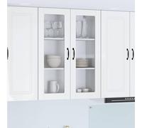 Selvicoly Kalmar Front Lave-vaisselle blanc brillant 80 x 31 x 100 cm en bois avec 3 étagères pour cuisine, salle à manger, garde-manger, vitrine, rangement, commode, buffet