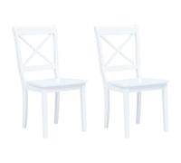 Selvicoly Lot de 2 chaises de salle à manger blanches en bois d'hévéa massif, ergonomiques, confortables, durables, modernes, empilables, avec dossier pour cuisine, salon, table à manger, salon