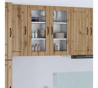 Selvicoly Lucca Armoire murale en verre chêne Artisan 80 x 31 x 80 cm avec espace de rangement pour cuisine, matériau bois, commode et buffet moderne pour salle à manger, vitrine et rangement