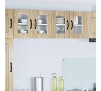 Selvicoly Lucca Armoire murale en verre Chêne Sonoma 60 x 31 x 40 cm Armoire murale de cuisine moderne pour espace de rangement, rangement, vitrine, étagère de cuisine, matériau en bois, durable et