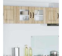 Selvicoly Lucca Armoire murale en verre chêne Sonoma 80 x 31 x 40 cm Armoire de cuisine moderne avec matériau en bois, espace de rangement, tiroirs, portes, idéal pour cuisine, garde-manger, vitrine