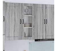 Selvicoly Lucca Armoire murale en verre gris sonoma 40 x 31 x 100 cm Étagère de cuisine suspendue Meuble de rangement vitrine Design moderne pour salle à manger et garde-manger