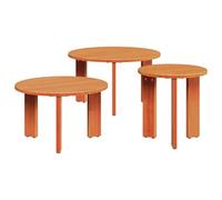 Selvicoly Table basse ronde en bois massif de pin ciré - 3 pièces - Design gigogne - Table d'appoint - Table de salon - Table de canapé - Rangement décoratif