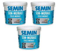 Sem-Murale, Colle pour Toiles de Verre et Revêtements Muraux Légers Semin, Prêt à l'Emploi, Seau de 10 kg, Lot de 3