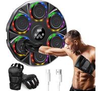 semai Machine De Boxe Musicale,Boxing Machine LED, Boxe Mural Musique Bluetooth Équipement, 9 Modes De Vitesse Et Modes De Comptage, avec Gants, Convient Aux Adultes Et Aux Enfants, Noir