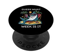Semaine Cool Shark 2025 : Devinez Quelle Semaine est-ce Funny Shark Lover PopSockets PopGrip Adhésif