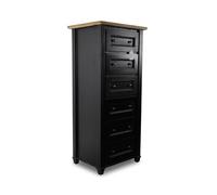 Semainier chiffonnier 6 tiroirs - Bois-MDF - Noir - Décoration d'Autrefois