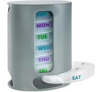 Semainier De1 Distributeur, 7 Compartiments Empilables Quatre Fois Par Jour - Matin, Midi, Soir Et Coucher, Gris