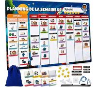 Semainier Enfant Magnetique - Calendrier Enfant Planning Semaine Routine | Maxi Kit - Planning Enfant Routine Semaine + Tableau