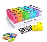 Semainier Medicament, Pilulier 31 Jours 2 Compartiments, Pilulier Journalier, Pour L'Huile De Poisson,Les Vitamines, Les Capsules,Voyage Portable (multicolore, twice a day)