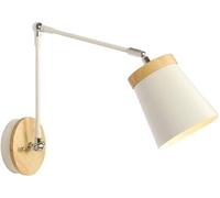 SEMANHUA Adjustable Iron and Wood Swing Arm Light - 13CM Lampshade for Bedrooms, Living Rooms & Offices
