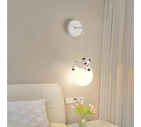 SEMANHUA Applique murale câblée for chambre d'enfant, 3D, boule de lune, chambre à coucher, animaux de dessin animé mignons, lapin, panda, ours, lampe de chevet nordique à intensité variable(Panda)