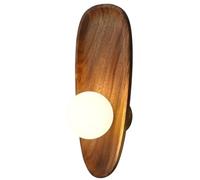 SEMANHUA Applique murale en bois, lumière LED avec abat-jour en verre, applique murale for salon, chambre, couloir, arrière-plan hall d'hôtel(30X12CM)