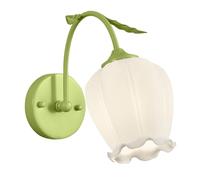 SEMANHUA Applique Murale Moderne en Verre de Fleur Applique Murale Nordique Vert/Blanc Applique Murale de Branche créative, Appliques murales d'intérieur de Couleur crème E27 Lumin