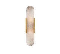 SEMANHUA Mid-Century Marble Wall Sconce - Elegant Alabaster Natural Light for Bathroom, Bedroom, and Living Room(Gold Height 50CM)