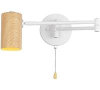 SEMANHUA Minimalist Adjustable Wall Sconce - Wood Lamp Pull Switch for Bedroom and Living Room(Wood)