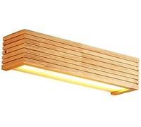 SEMANHUA Square Water-Lime LED Wall Sconce Mirror Front for Bedroom and Bathroom - Solid Wood Top Lamp(White Light,45cm)