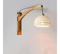 SEMANHUA Vintage Mid Century Long Swing Arm Wall Sconce - Adjustable Reading Light White Glass Rustic Antique Lamp for Bedroom, Living Room, Hallway, and More(Hollowed Out)