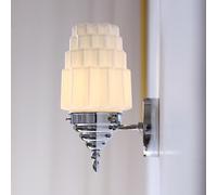 SEMANHUAOZ Bauhaus Chrome Applique Murale Moderne Crème Applique Créative Microphone Forme Décor À La Maison Luminaire avec Abat-Jour En Verre Blanc Lait Épais,