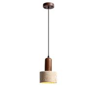 SEMANHUAOZ Lampe à suspension en pierre - Lampe à suspension moderne en bois de noyer, petite lampe à suspension en travertin jaune, luminaire rétro réglable for îlot de cuisine de ferme
