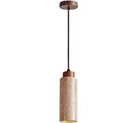 SEMANHUAOZ Lampe suspendue en pierre à tube long, lampe de chevet rétro japonaise, luminaires E27, lustre en travertin jaune naturel, lampes à suspension à flûte industrielle for chambre à coucher