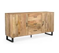 SEMARANG - Bahut 2 portes 3 tiroirs en manguier massif et métal L170 x H85 x P45 cm
