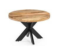 SEMARANG - Table basse ronde en manguier massif et métal diamètre 70 cm